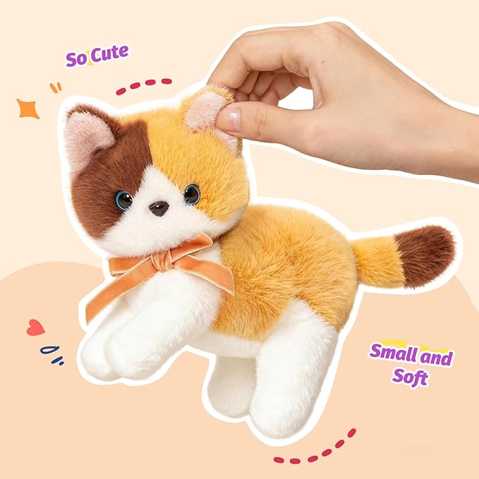 Ditucu Calico Cat Stuffed Animals Cute Soft Kitten Plush Doll Small Kitty Plushies Toys Gifts for Kids 6 inch