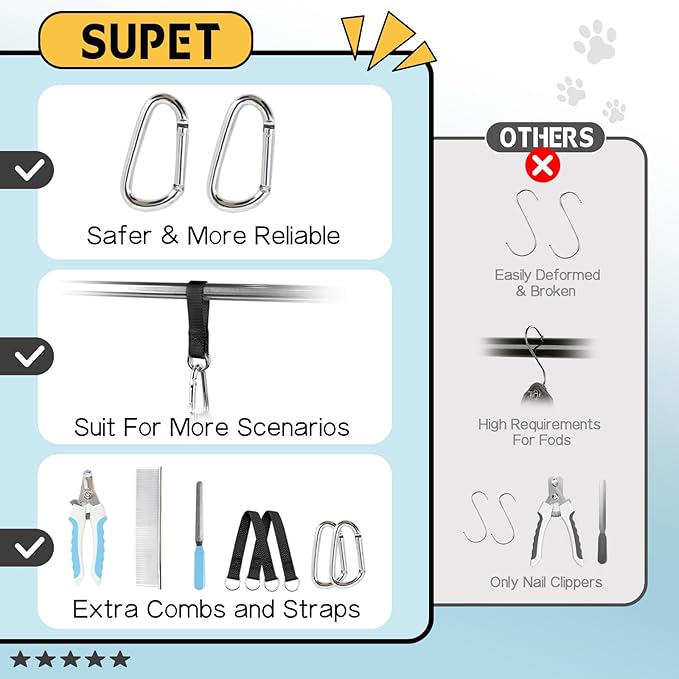 Supet Dog Grooming Hammock Harness for Dogs Cats, Relaxation Pet Nail Clipper Hammock, Restraint Dog & Large Animal Leashes Sling for Groomingk for Nail Trimming (Black, XL)