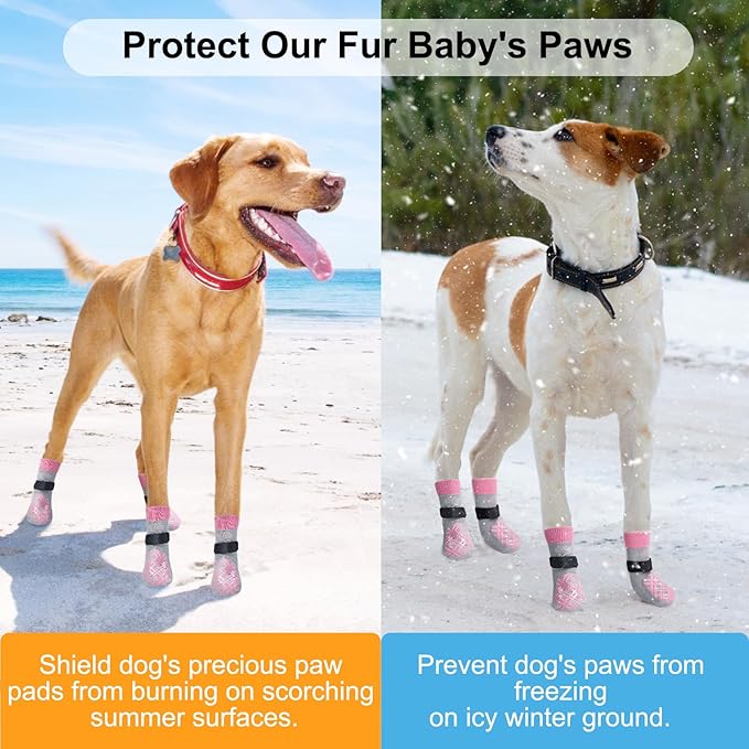 BEAUTYZOO Dog Socks to Prevent Licking Paws, Dog Shoes for Hot Pavement Small Medium Large Senior Dog Booties, Non Slip Dog Boots & Paw Protectors for Hardwood Floors Traction Control Indoor