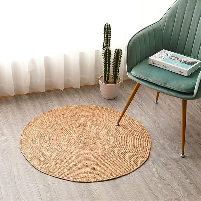 13.78In Cat Scratcher Pad - Hand-Woven Natural Cattail Mat, Spiral Texture Cat Scratching Board for Medium-Small Adult Cats, Cat Scratch Furniture Protector