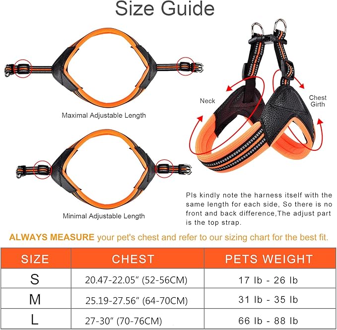Dog Harness No Pull Ultra Soft Breathable Padded Pet Harness 2 Adjustable Botton, 3M Reflective Pet Harness for Dogs Easy Control for Small Medium Large Dogs (S, Bright Orange)