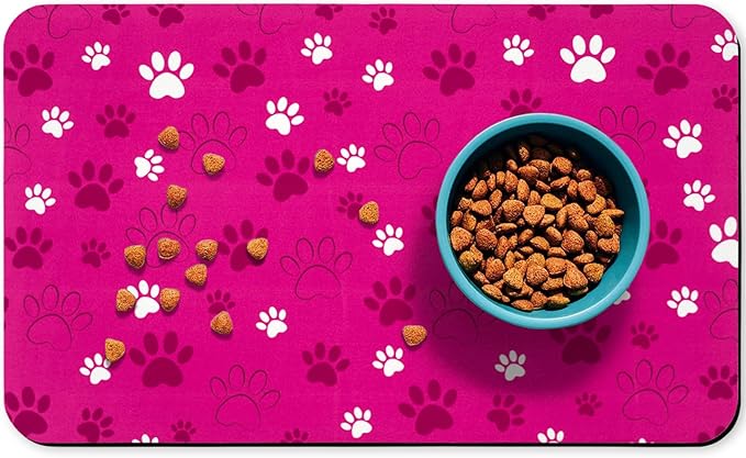 Dog Food Mat, Absorbent Water Bowl Mats Cat Pet Feeding Placemats Pink 24 * 32 inch