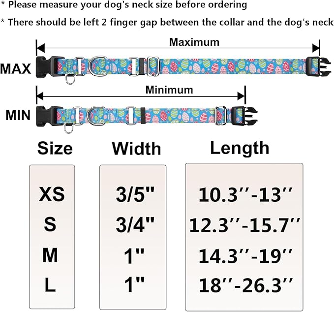 Easter Reflective Martingale Collar for Dogs with Quick Release Buckle Spring Holiday Dog Collars (Colorful Egg, Large)