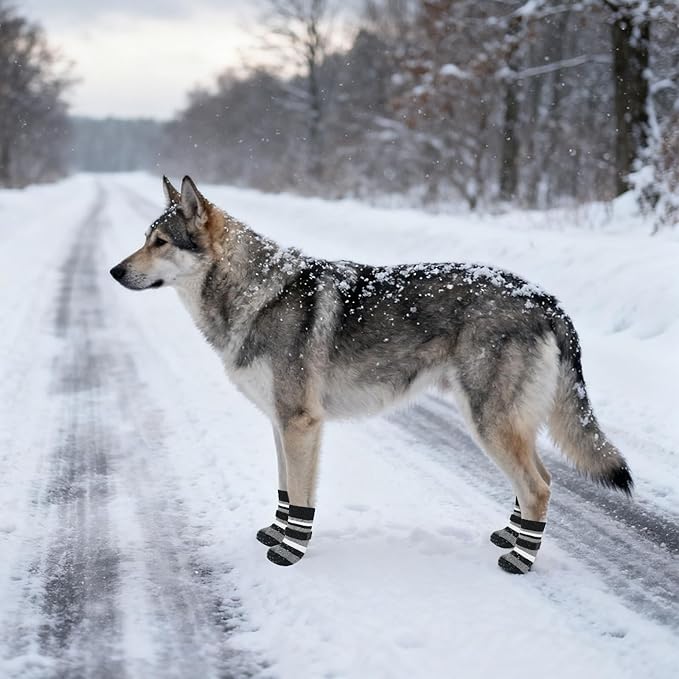 KOOLTAIL Anti Slip Dog Socks to Prevent Licking Paws and Slipping, Extra-Thick Grip Pet Boots & Paw Protectors, Winter Warm Puppy Shoes Booties for Hardwood Floors Small Medium Large Senior Dogs, SM