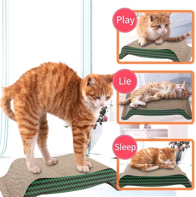 PAWISE Cat Scratcher Cardboard Reversible Kitty Scratching Pad Relaxing Lounge Pad (Arched, 17 X 8.5 Inches)
