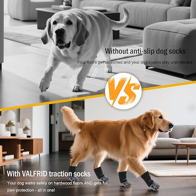 ‌VALFRID Dog Paw Protector Pads,Anti-Slip Grips for Hardwood Floors,Best for Hot Pavement,Strong Self-Adhesive Traction Stickers for Senior Dog Essentials XS