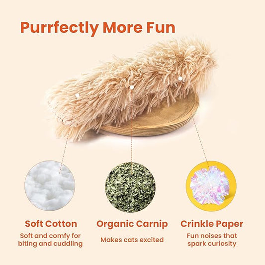 Petinstinct 3 Pack Cat Pillow Toys with Catnip, Soft Plush Crinkle Cat Kicker Toys, Interactive Indoor Kitten Chew Toys for Kitty Exercise, Catnip Toys, Promotes Self Play