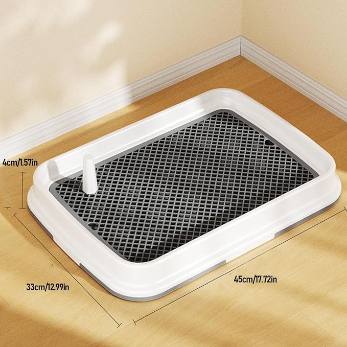 Pee Pad Holder for Dog,with Grate Odor Proof Easy to Clean Plastic Pee Pad Pet Potty Tray for Small Dogs (Grey)