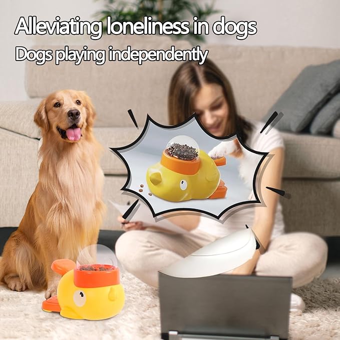 clhjinruoliu 2-in-1 Interactive Dog Puzzle Toy & Slow Feeder - Duck-Shaped Treat Dispenser, Press Tail to Rotate & Release Snacks, Food-Grade ABS, Washable for Small/Medium Dogs & Cats