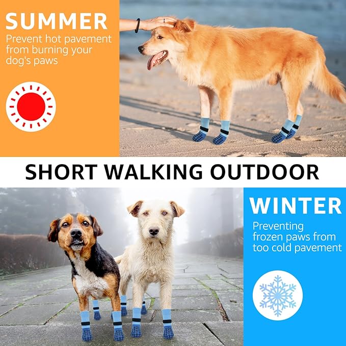 SCENEREAL Dog Socks to Prevent Licking Paws for Hardwood Floors Anti Slip, Dog Grippy Socks Shoes for Senior Small to Large Dogs, Dog Boots & Paw Protectors for Hot/Cold Scratching Pavement