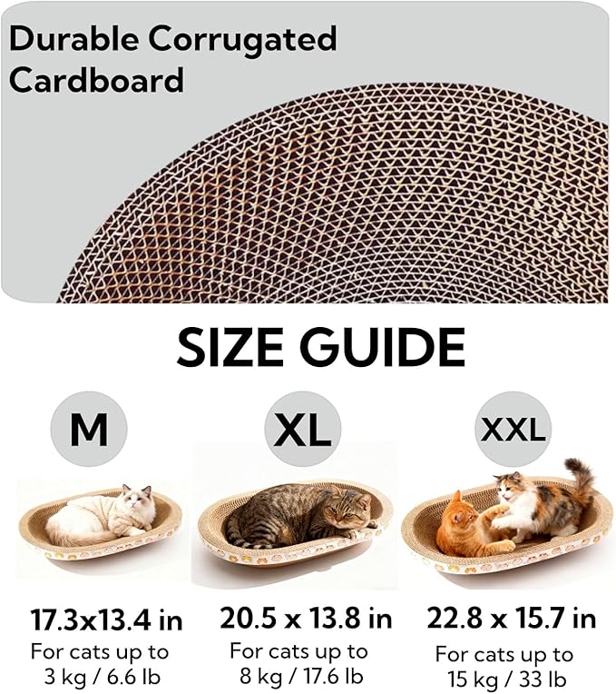 5 Pack Large Cat Scratcher Cardboard, Oval Cat Scratcher Bed Cat Scratch Pad Board Lounge Couch for Indoor Cats Bowl Shaped Cat Scratching Post Nest for Cats Grinding Claw Furniture Protector