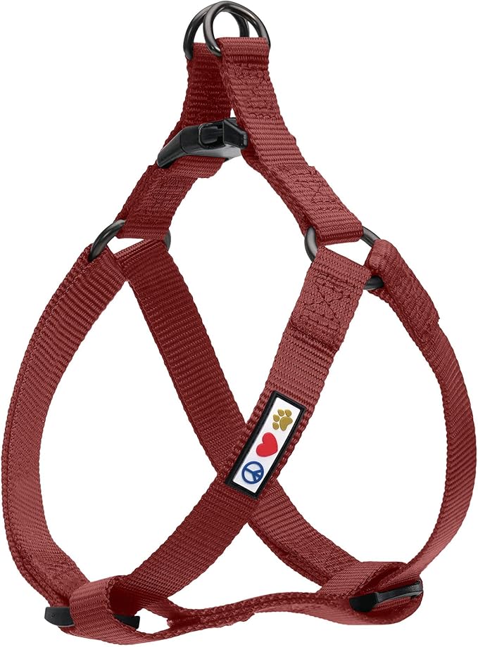 Pawtitas Solid Step-in Dog Harness – Adjustable No-Pull Vest for Puppies to Seniors, Safe & Comfortable M Marsala