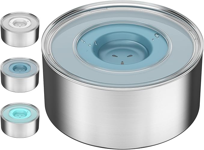 1Gallon Slobber Stopper Water Bowl for Dogs, US Patented Splash-Proof Paws Lid, 18/8 Stainless Steel, Anti-Slip Base, No Spill for Messy Large Medium Dogs, Ear Protection for Floppy-Eared Breeds