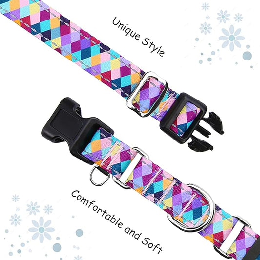 Reflective Martingale Collar for Dogs with Quick Release Buckle No Pull Training Dog Collars (Colorful Geometric, Small)