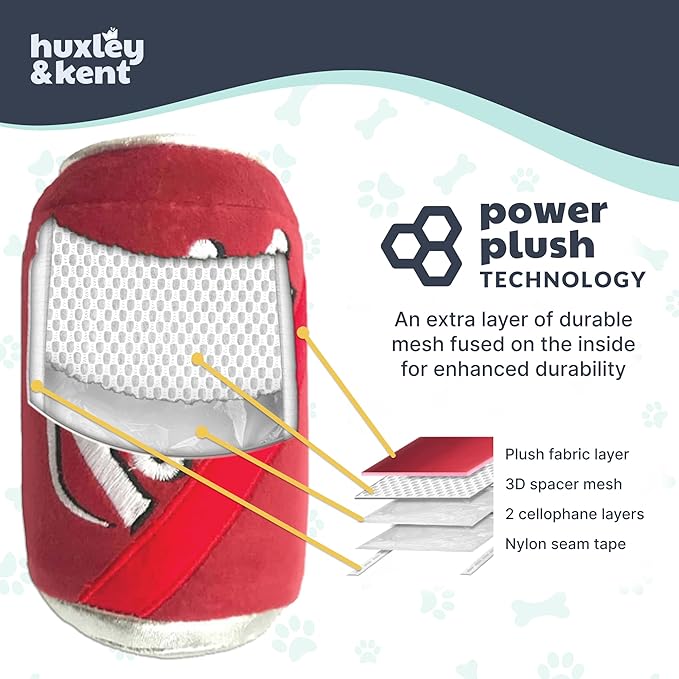 Huxley & Kent Funny Dog Toy w/Squeaker – Power Plush Squeaky Dog Toys for Small, Medium & Large Dogs – Soft Stuffed Animal for Indoor Play & Fetch - Grrrs Light, Small