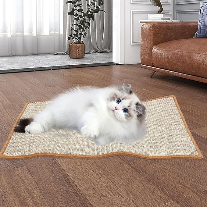Natural Sisal Cat Scratching Mat Horizontal Floor Pad Kitten Scratcher Protects Furniture for Indoor Cats Carpet Rug