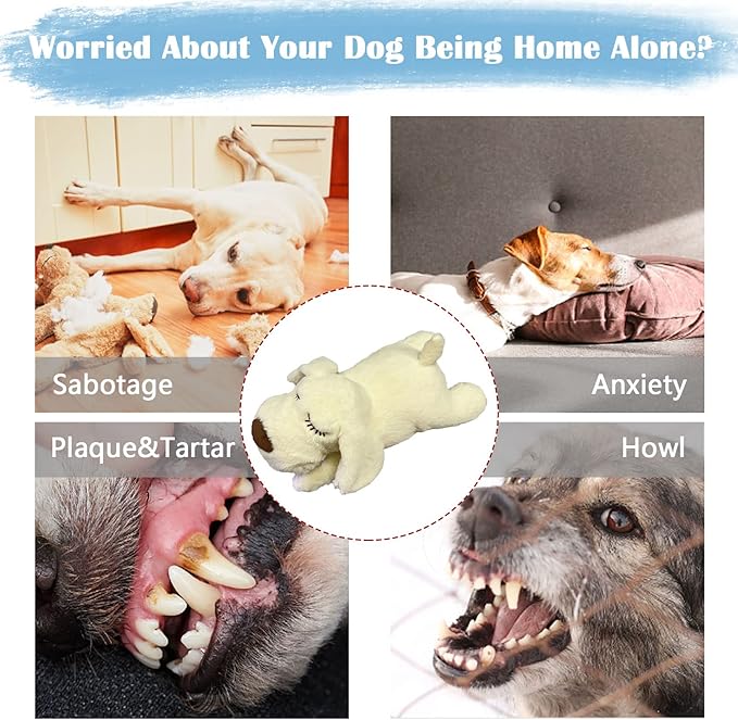ZALBYUY Heartbeat Puppy Toy, Puppy Sleep Aid Toy, Small Dog Training Toys for Separation Anxiety Relief, Pets Plush Toys for Dogs Cats (White)