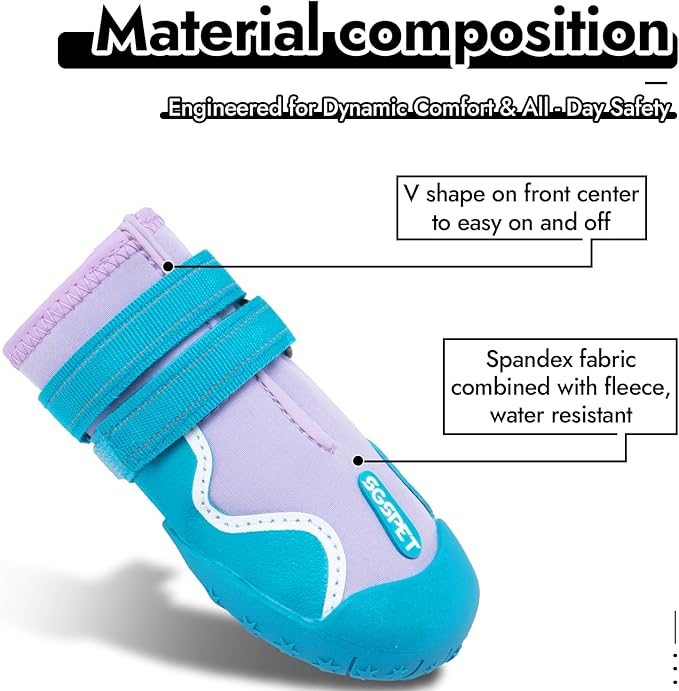 Dog Shoes, Waterproof Dog Boots & Paw Protectors with Anti-Slip Sole, 4pcs/Set Pet Dog Booties, Reflective Dog Shoes for Small Medium Large, Winter Snowy Summer Hot Pavement (Blue, 8# (2XL))
