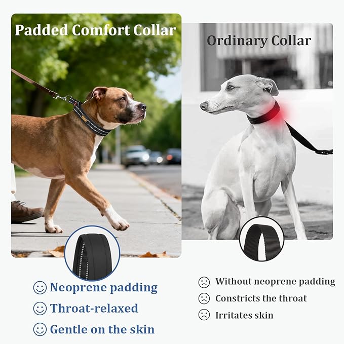Mayerzon 1.5" Wide Martingale Collar for Large Medium Small Dogs Pitbull German Shepherd, No Pull Reflective Slip & Martingale Dog Collar with Buckle Soft Padded for Walking Training(Black,XL)