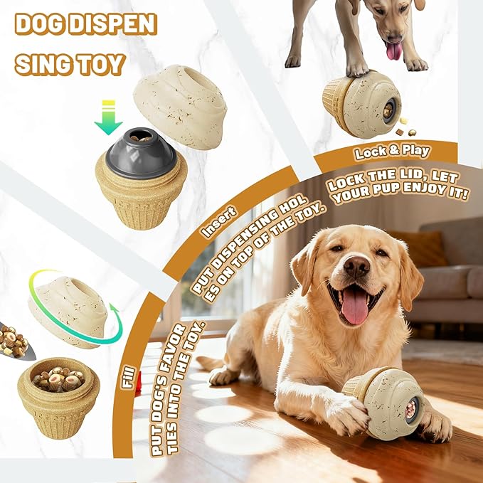BURIESUR Indestructible Frozen Treat Dispenser Dog Chew Toy, Interactive Enrichment Dog Toy for Small Medium Large Dogs.Dog Puzzle Toy for Indoor Outdoor Play