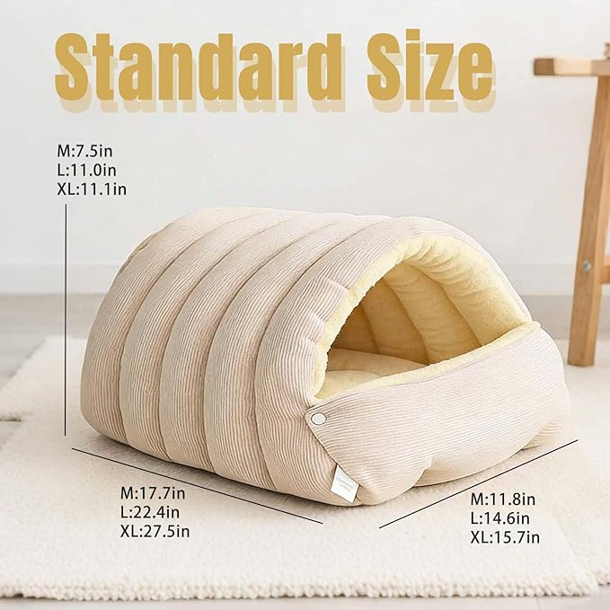 Cozy Monster Cat Bed Warm Enclosed Cat Bed Cave with Hooded Cover – Washable Cozy Plush Cats Tent for Indoor Cats & Small Dogs, Calming Winter Pet Nest