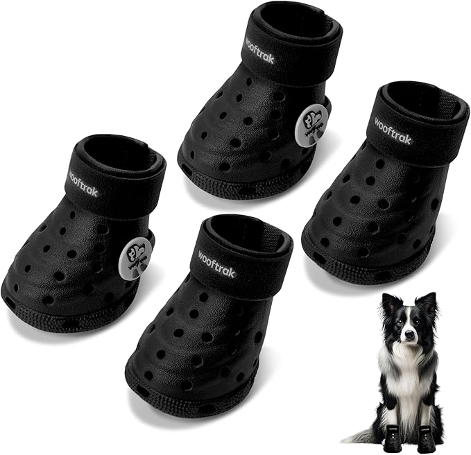 Dog Shoes Breathable Dog Shoe for Hot Pavement, Dog Booties and Paw Protectors, Non-Slip Waterproof Dog Sandals Boots (Black, M: (2.6’’x2.3'')(L*W))