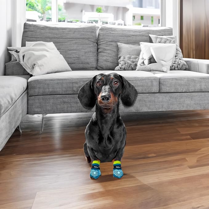 Medical Therapeutic Double Sided Non-Slip Cotton Dog Socks | PawFlex Comfy Pawz Silicone Grip on Inner Cuff No Twisting or Sliding Off | Senior & Disabled Dog Traction Control |Pet Paw Protection
