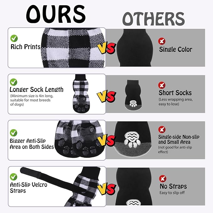 SCENEREAL Anti Slip Dog Socks to Prevent Licking Paws for Hardwood Floors, Double Sides Dog Shoes Boots & Paw Protectors for Hot/Cold Pavement, Dog Grippy Booties for Small Medium Large Senior Dogs