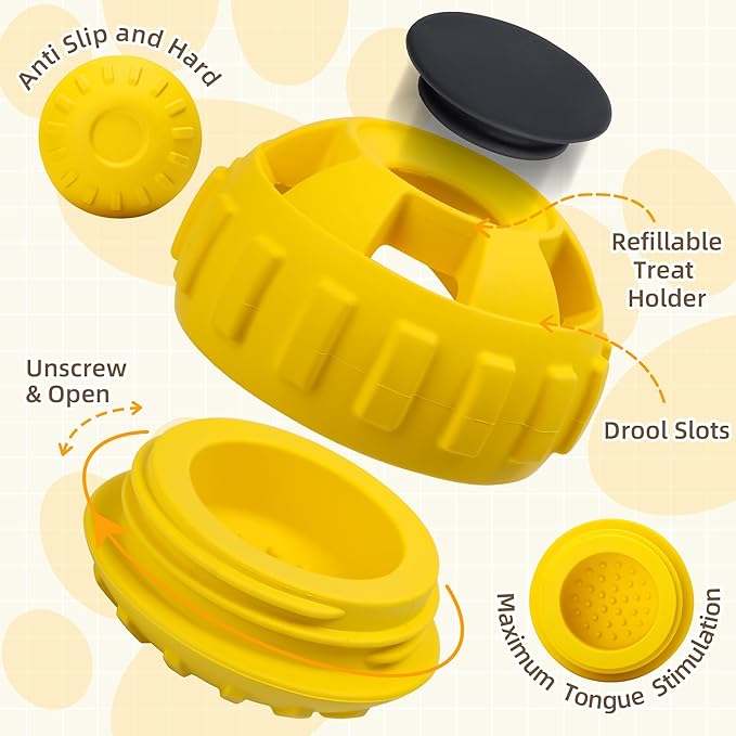 Dog Enrichment Toys to Keep Them Busy-Interactive Dog Toys for Large Dogs-Freeze Treat Dispensing,Natural Rubber,Dishwasher Safe,Lemon,M