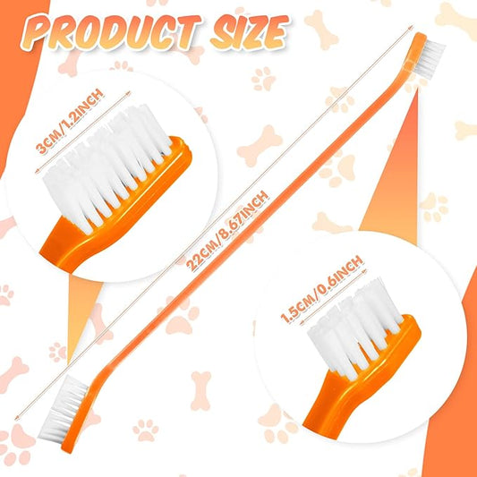 100 Count Dog Toothbrush Bulk Dual Headed Pet Toothbrush Kit Soft Bristles Long Handle Double Sided for Dog Grooming Puppy Pet Large Small Teeth Cleaning Dental Oral Care, 10 Color