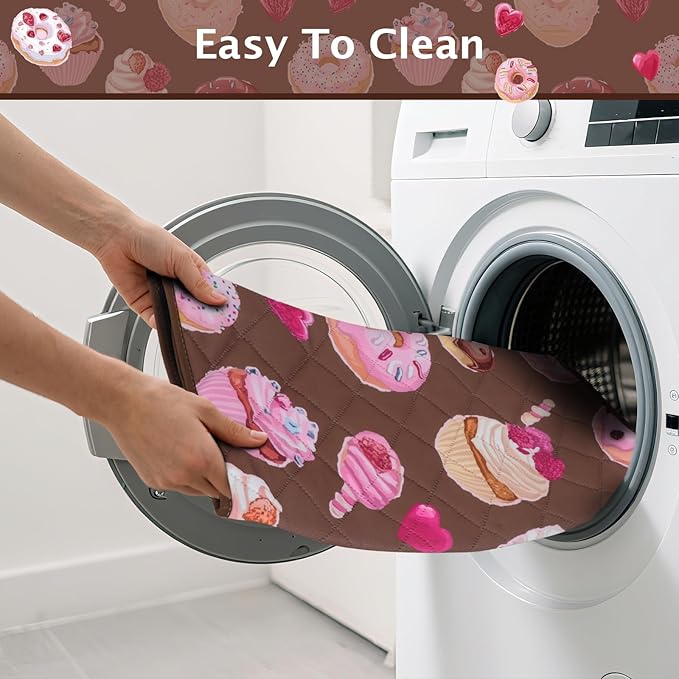 IEUUMLER Washable Pee Pads for Dogs, 2 Pack Cake Pattern Reusable Waterproof Puppy Potty Pads, Non-Slip Absorbent Pet Training Pads for Playpen Crate Bed EU015 Coffee Cake, 36x24