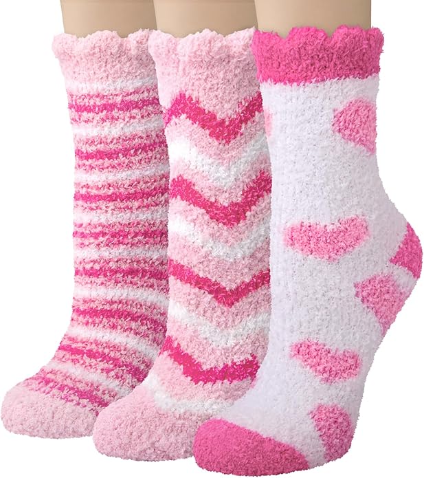 Loritta 3 Pairs Womens Fuzzy Socks Winter Warm Fluffy Soft Slipper Home Sleeping Cute Animal Socks