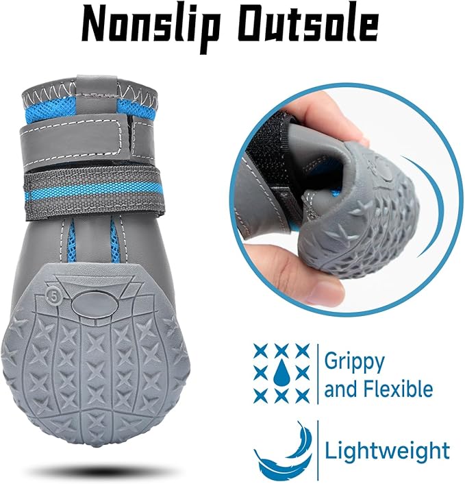 Hipaw Dog Shoes,Breathable Dog Boots for Hot Pavement,Non-Slip Paw Protector for Winter Snow,Lightweight Dog Booties for Small Medium Large Dogs,Outdoor Walking,Hiking,Indoor Hardwood Floor