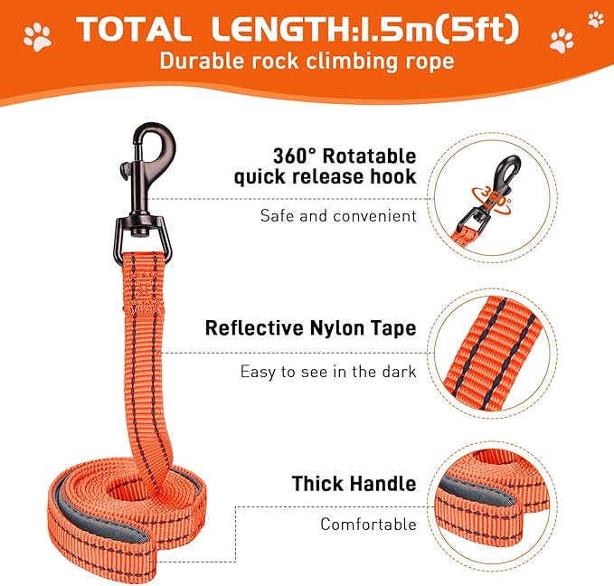 Soft Mesh Dog Harness and Leash Set, No Pull Puppy Harness and Leash Set, Reflective Step in Harness for Small Medium Dogs, Easy Walk Escape Proof Vest Harnesses (Orange, S)