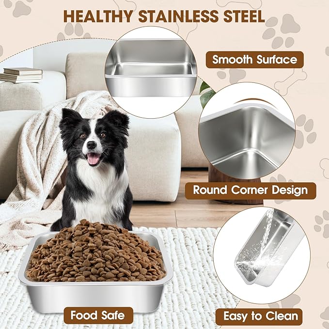 Elevated Dog Water Bowl 3 Gallons, 4 Height Adjustable Raised Dog Bowl Stand, Non-Slip, Stainless Steel Food & Water Feeding Bowls for Large Breed