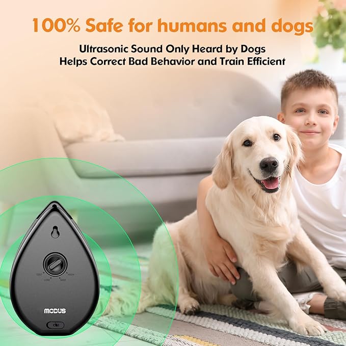Anti Barking Device for Dogs, Rechargeable Bark Box Ultrasonic Barking Deterrent with 3 Level Modes/Irregular Ultrasound Frequency/Automatically Electronic Dog Whistle Stop Neighbors Dog from Barking