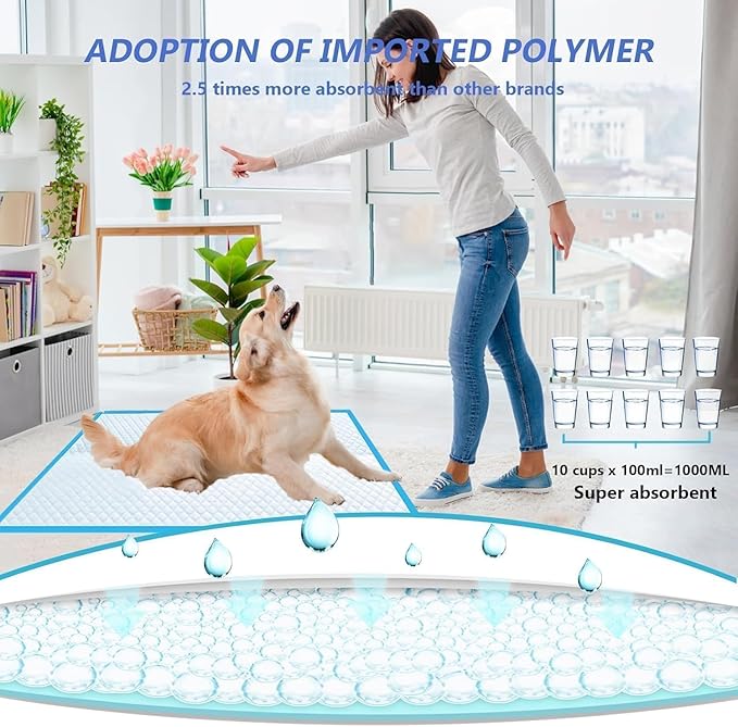 Puppy Pee Pads for Dogs 36"x55" 40 Count, Extra Large Dog Pee Pads, Leak-Proof & Super Absorbent Dog Pee Pads, Thicken Disposable Potty Pads Puppy Training Pads for Cats Rabbits