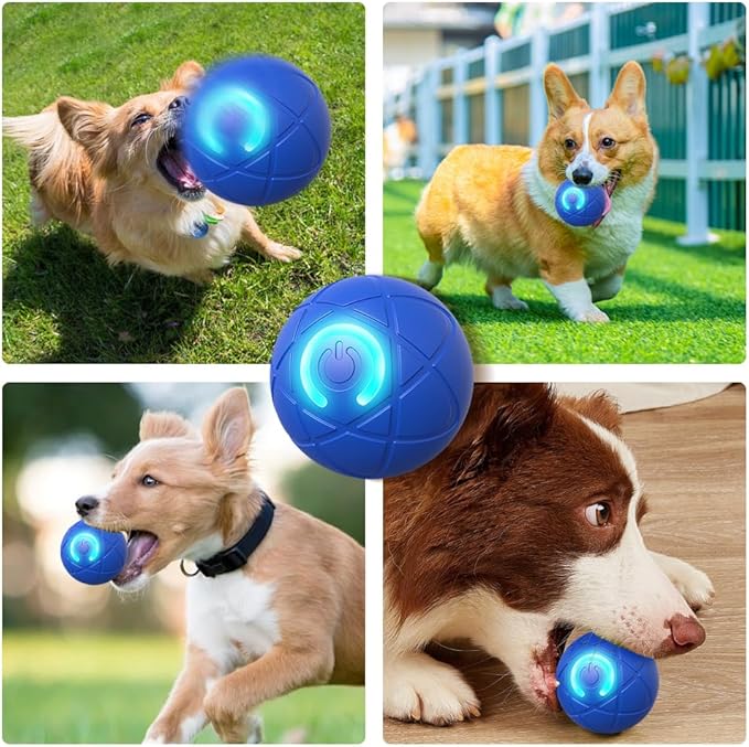 Interactive Dog Toys for Small Dogs, 2026 New Automatic Rolling Ball for Dog, Self Moving Jumping Automatic Moving Rotating Electric Ball for Pets Indoor Outdoor Fun (Blue)