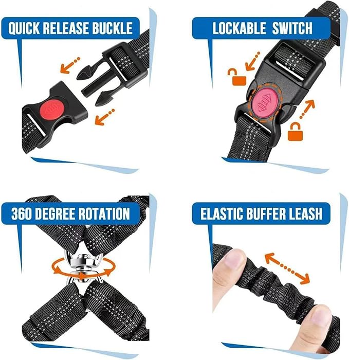 Dog Seat Belt for Car,Reflective Retractable | Car Seatbelt for Dogs Cats,for Small Medium Breeds Road Trips Long Driving Family Outings Commuting Travel Adventure