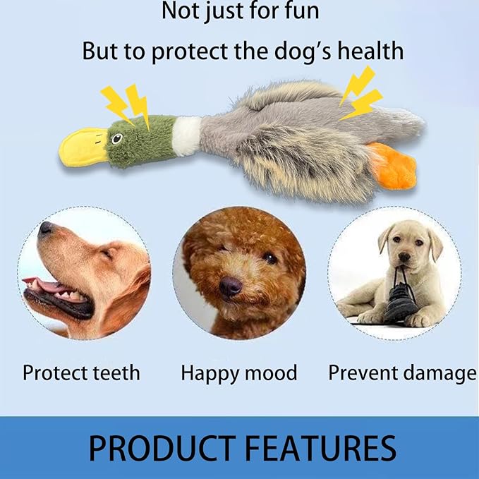 AIMETING No Stuffing Toys 3 Pack, Squeaky Dog Toys for Large Dogs, Plush Toys for Aggressive Chewers, Indestructible Crinkle Paper Duck Dog Toy, Puppy Chew Toys for Teething (Soft Plush)