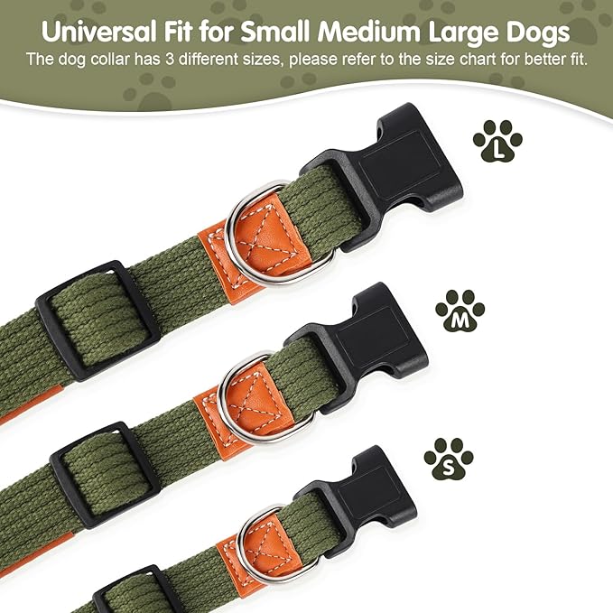 TDTOK Dog Collar for Large Medium Dogs, Heavy Duty Durable Nylon Dog Collar for Large Dogs with Lightweight Plastic Buckle Adjustable Comfy Tactical Dog Collars for Daily Walking