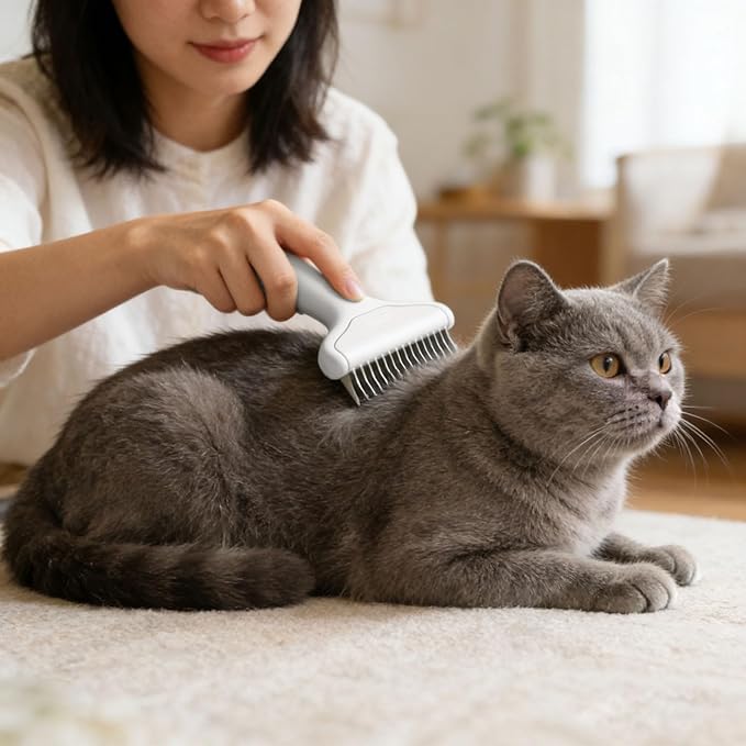 2026 Upgrade Cat Grooming Brush Self Cleaning, Self Cleaning Slicker Brush Small for Dog & Cat, Pet Grooming Deshedding Tool for Detangling & Dematting Long, Easy To Clean Loose Undercoat (White#G)