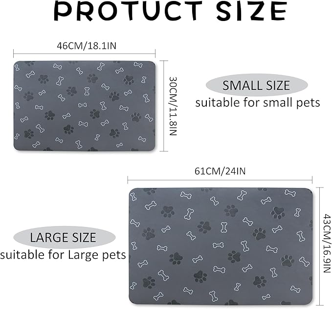 Pet Cat Dog Food Mat Non Slip Mat for Dog Water Bowl Mat Quick Dry Absorbent Cat Feeding Mat, 32 * 17 in, Blue