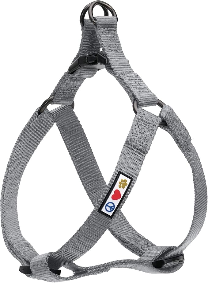 Pawtitas Solid Step-in Dog Harness – Adjustable No-Pull Vest for Puppies to Seniors, Safe & Comfortable M Grey