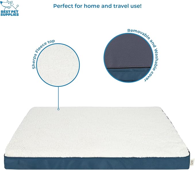 Best Pet Supplies Dog House Bed Crate Mat Tent Indoor Round Soft Plush for Small, Medium, and Large Breeds - Blue, 30 x 20 x 3