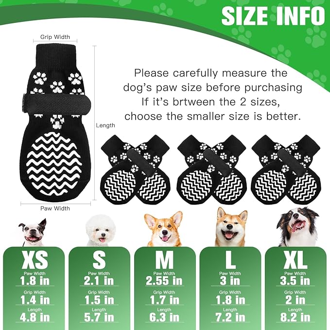 EXPAWLORER 6Pcs Anti Slip Dog Socks to Prevent Licking Paws, Dog Shoes for Winter, Double Sides Dog Boots & Paw Protectors Booties for Hardwood Floors with Grippers Small Medium Large Senior Dogs, L