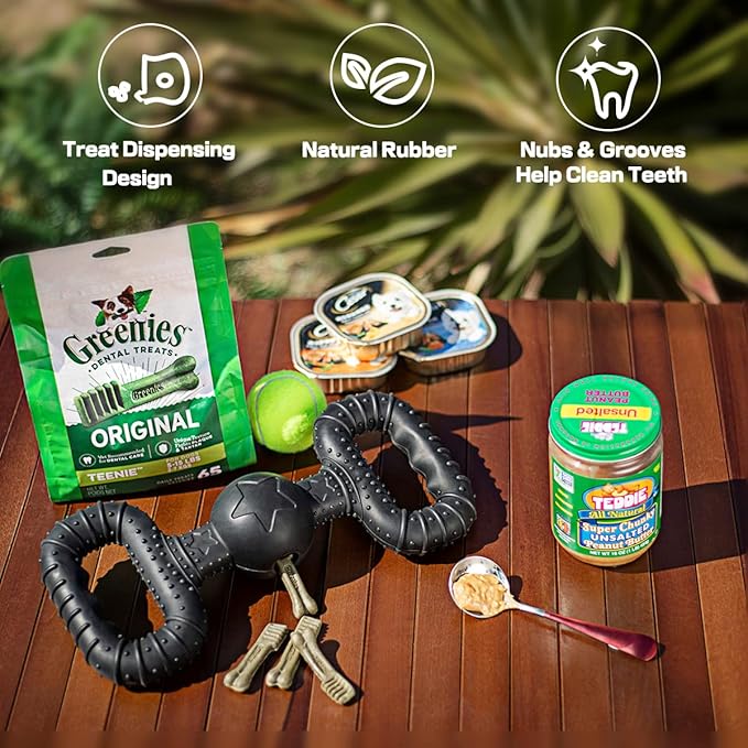 Natural Rubber Dog Toys for Large Aggressive Chewers - Lifetime Replacement - Tough Tug War Dog Toy for Large Dogs Tooth Clean, Black