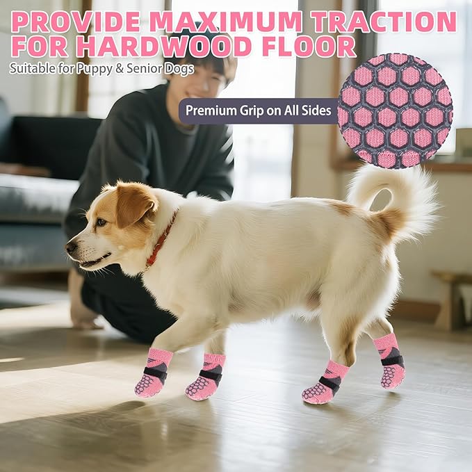 KOOLTAIL Dog Socks for Hot/Cold Pavement, Breathable & Warm Dog Socks to Prevent Licking Paws, Non Slip Pet Boots & Paw Protectors for Hardwood Floor,Grippy Shoes for Small Medium Large Senior Dogs