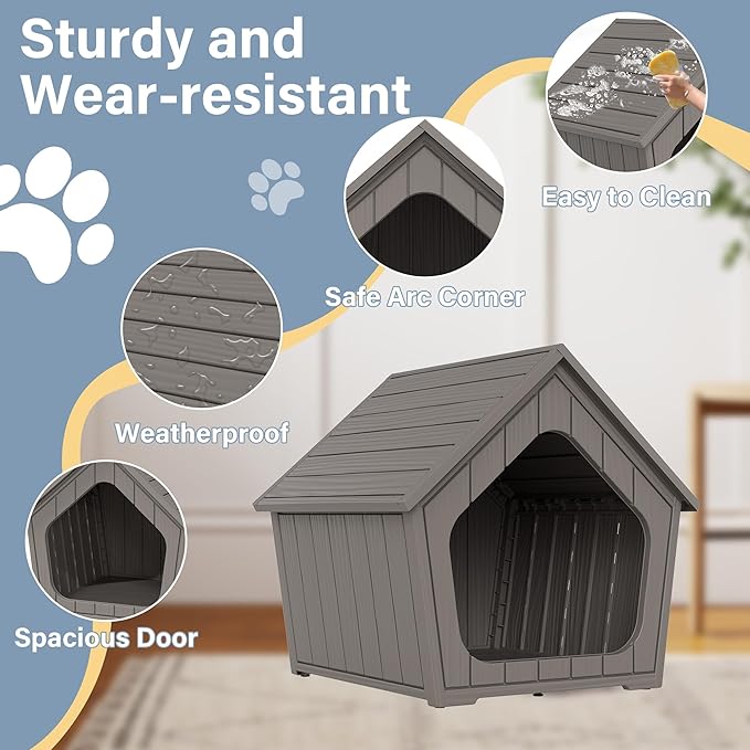 Outdoor Cat House Weatherproof, Clawsable Cat Houses for Outdoor Indoor Cats, Feral Outside Cats House Weatherproof, Resin Insulated Material, Air Holes Easy to Clean and Install, Coffee