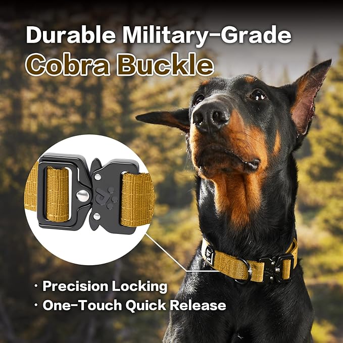 Dog Collars for Large Dogs, Heavy Duty Tactical Dog Collar with Metal Buckle, Durable Pet Collar Quick Release, Reinforced Nylon No Pull Dog Collar (Sunrise, L)